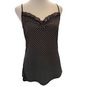 Women’s White House Black Market, black and white polka dot camisole size M